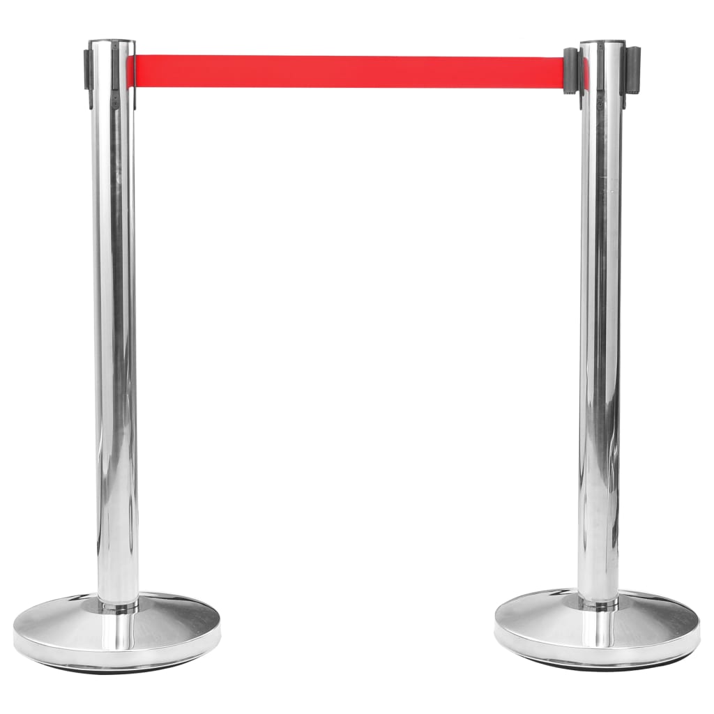 vidaXL Stanchion with Belt Airport Barrier Stainless Steel Silver