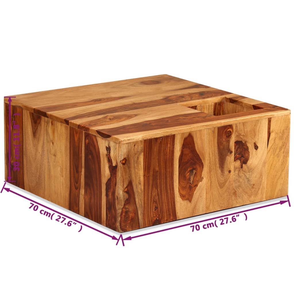 vidaXL Coffee Table Solid Sheesham Wood 70x70x30 cm