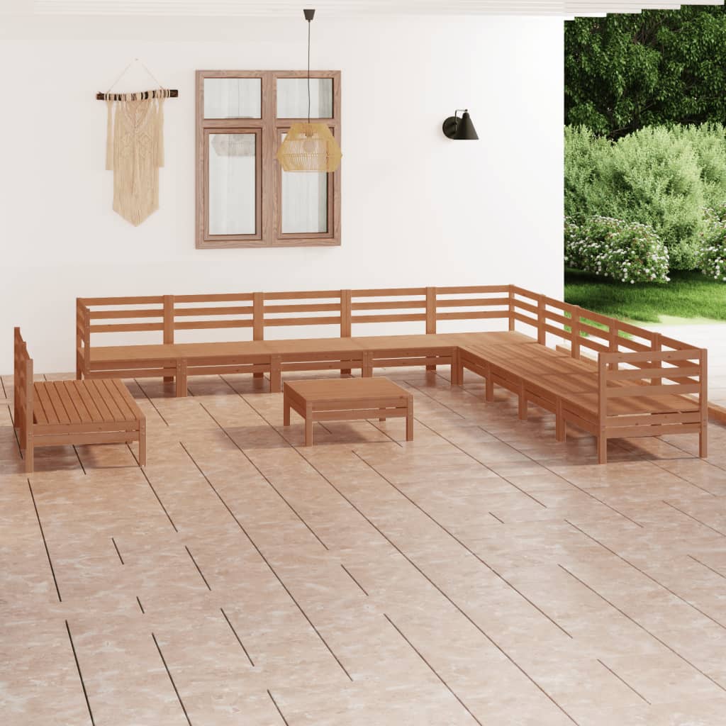 vidaXL 12 Piece Garden Lounge Set Solid Pinewood Honey Brown