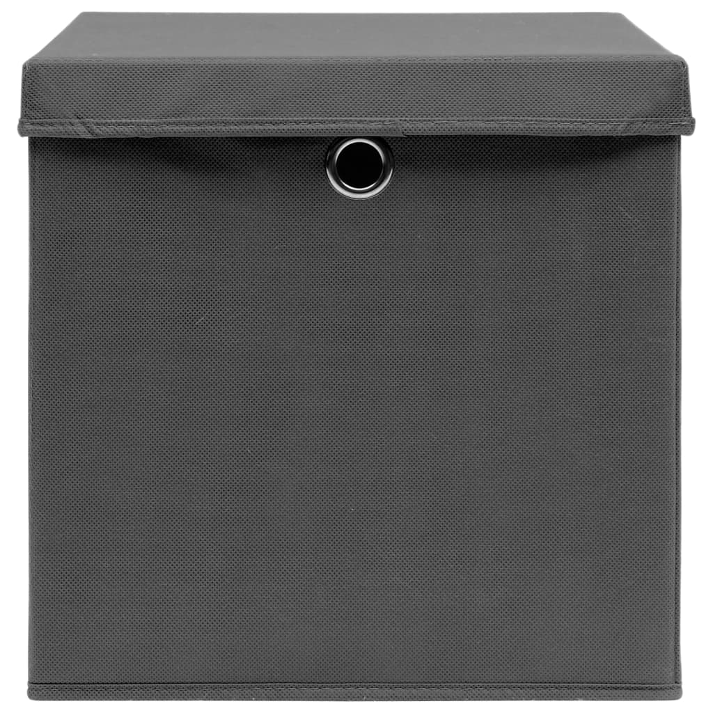vidaXL Storage Boxes with Covers 4 pcs 28x28x28 cm Grey