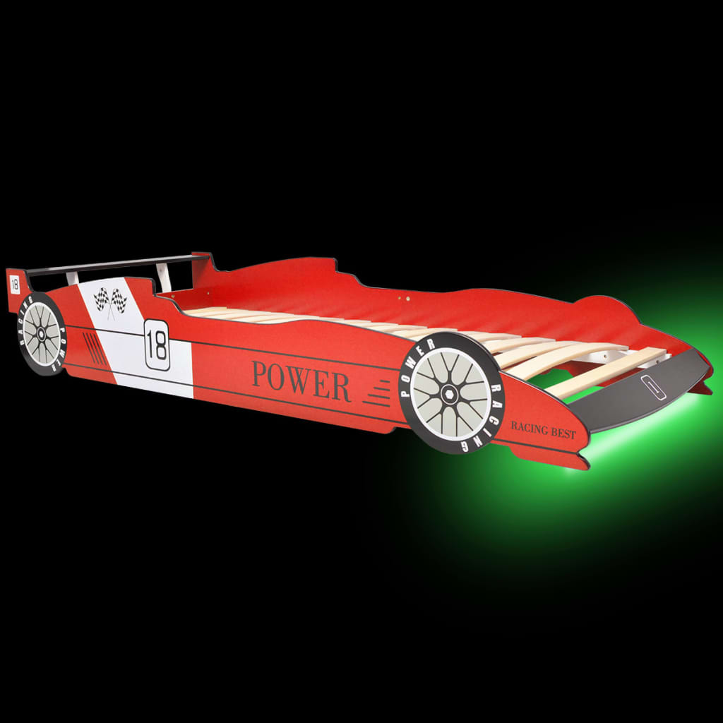 vidaXL Children's LED Race Car Bed 90x200 cm Red