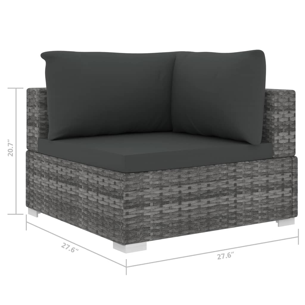 vidaXL 13 Piece Garden Lounge Set with Cushions Poly Rattan grey