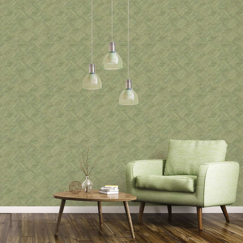 Noordwand Wallpaper Evergreen Wicker Natural Green