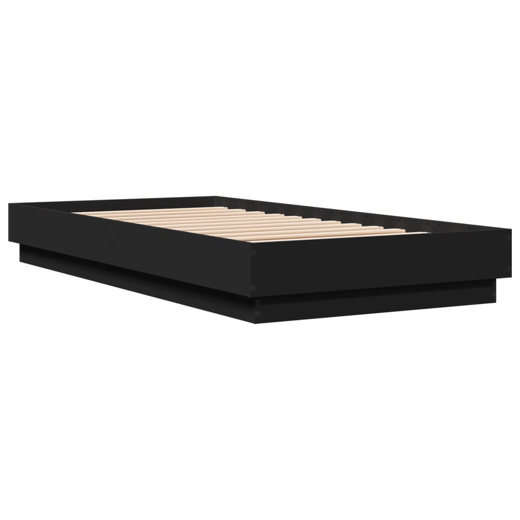 vidaXL Bed Frame with LED Lights Black 75x190 cm Small Single