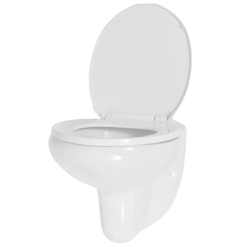 vidaXL Wall-Hung Toilet with Soft-Close Seat Ceramic White WC