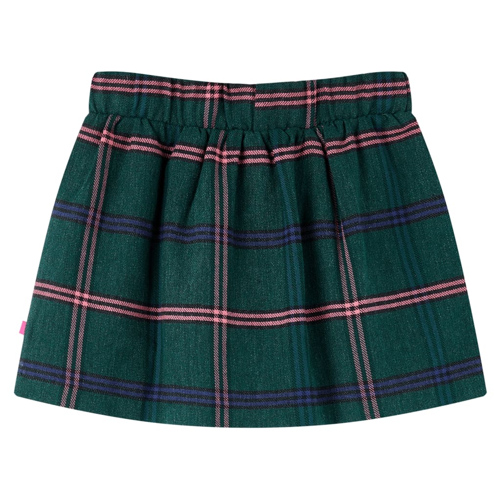 vidaXL Kids' Skirt Plaid Pattern Dark Green 92 | vidaXL.ie