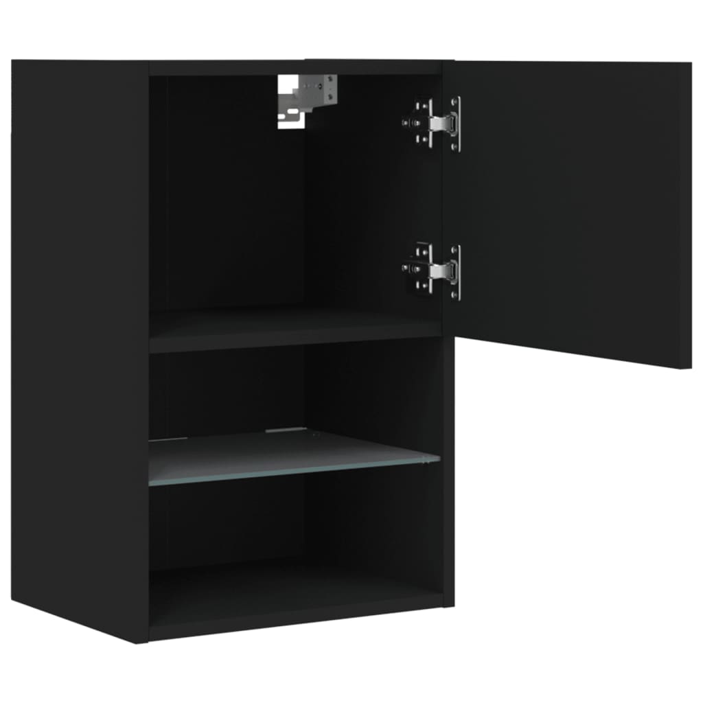 vidaXL TV Cabinets with LED Lights 2 pcs Black 40.5x30x60 cm