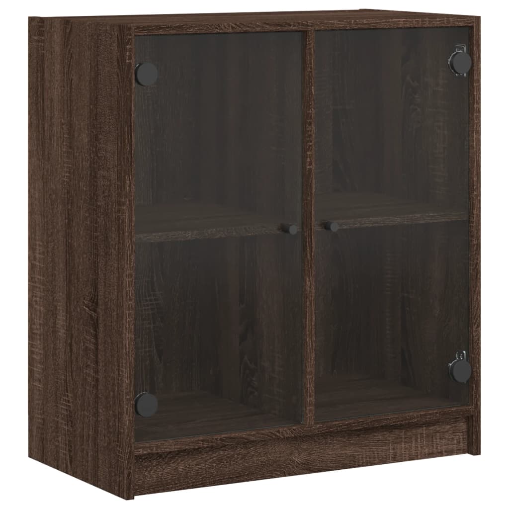 vidaXL Side Cabinet with Glass Doors Brown Oak 68x37x75.5 cm