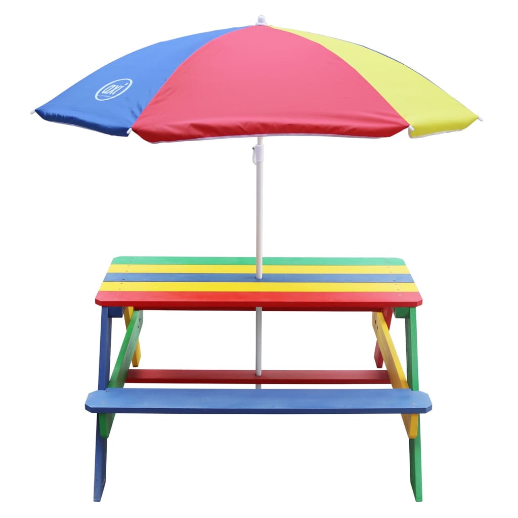 AXI Children Picnic Table Nick with Umbrella Rainbow