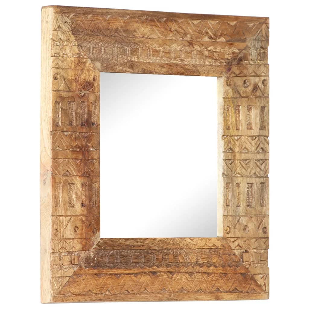 vidaXL Hand-Carved Mirror 50x50x2.5 cm Solid Mango Wood