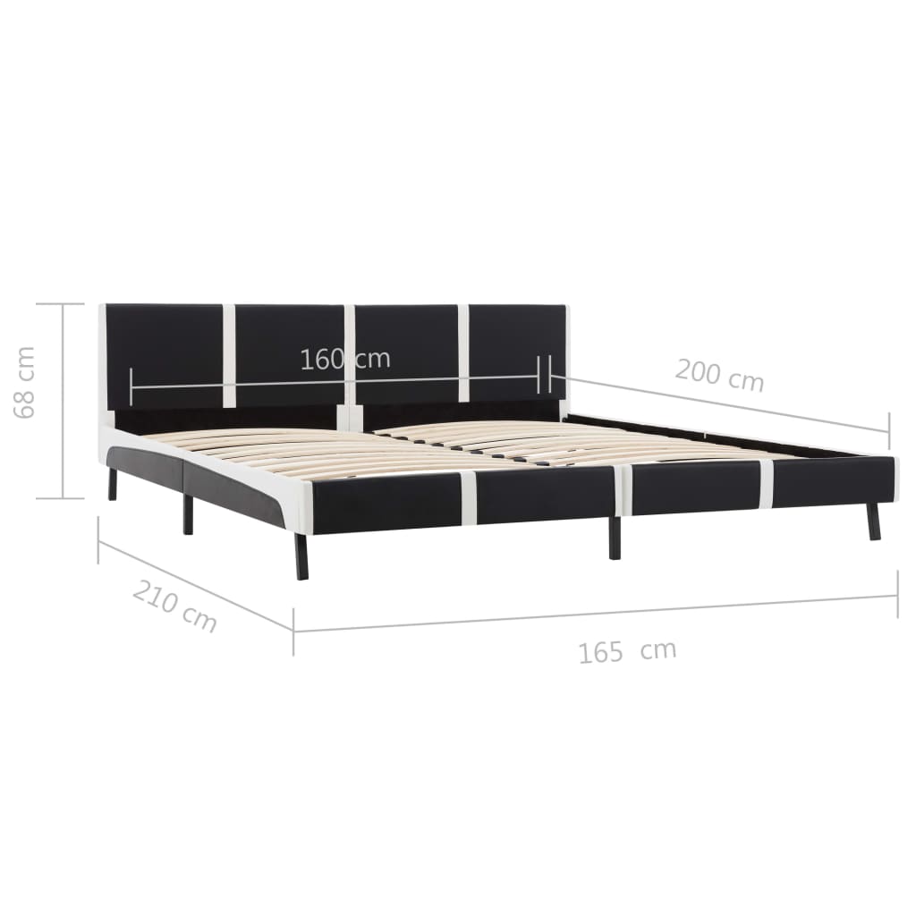 vidaXL Bed Frame Black and White Faux Leather 150x200 cm 5FT King Size