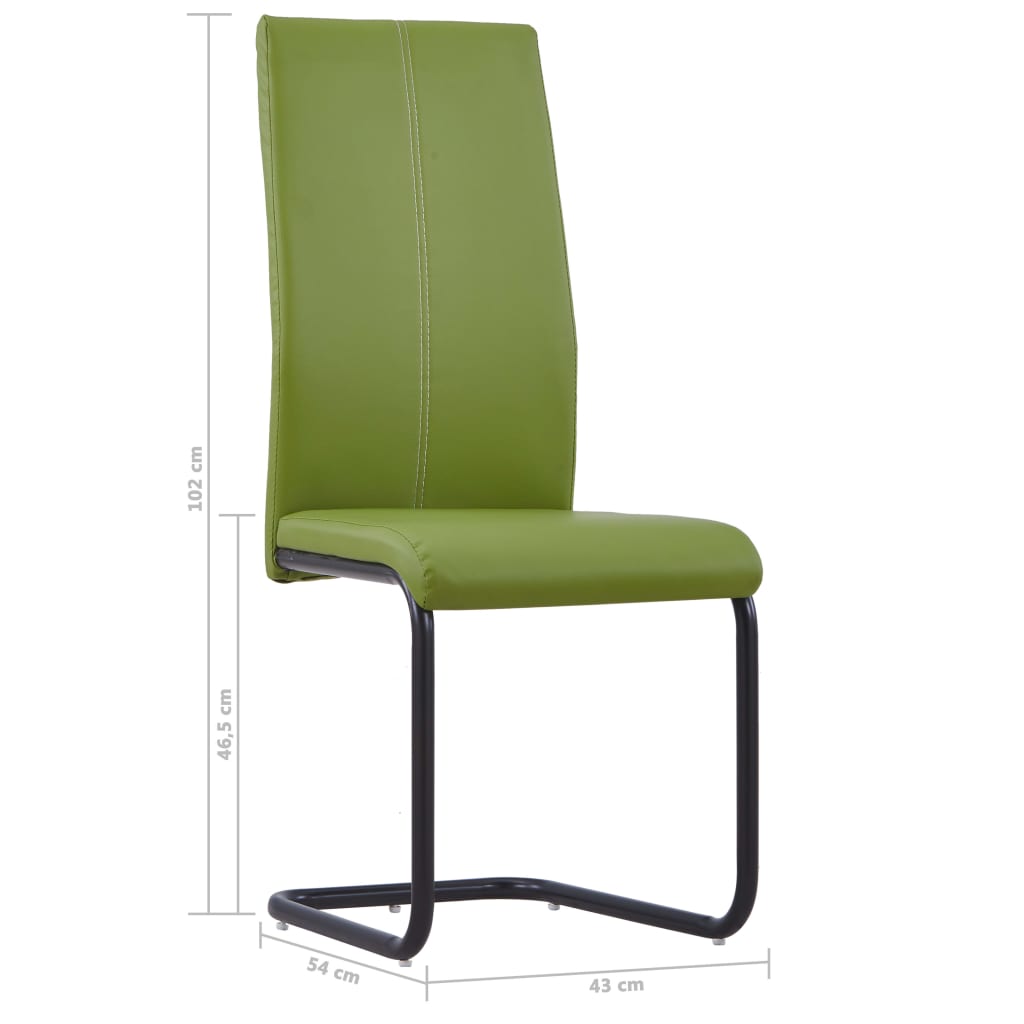 vidaXL Cantilever Dining Chairs 4 pcs Green Faux Leather