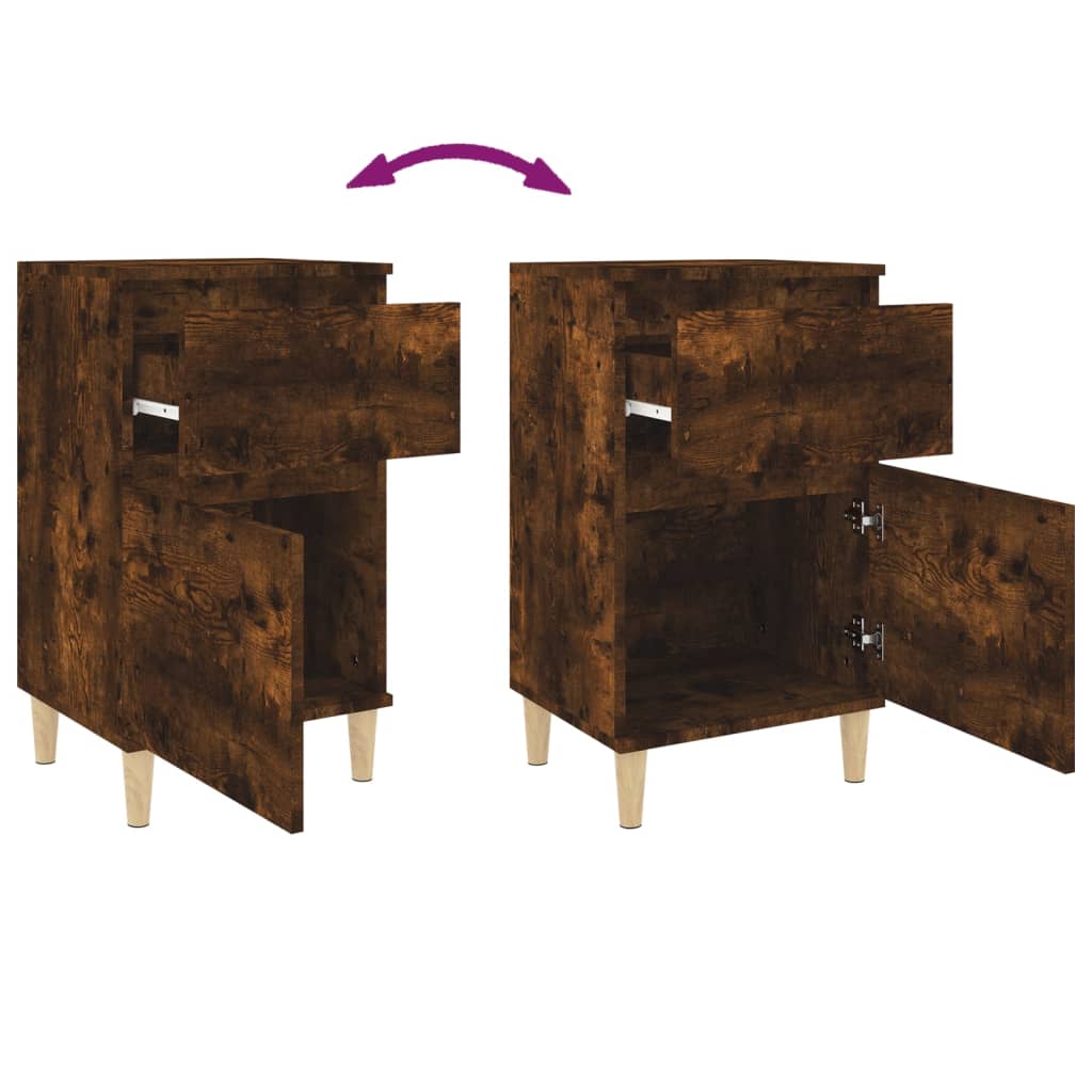 vidaXL Bedside Cabinets 2 pcs Smoked Oak 40x35x70 cm
