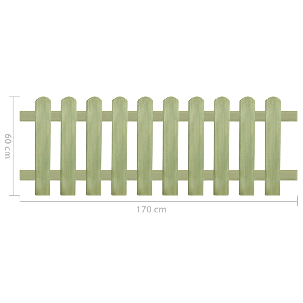 vidaXL Picket Fence Impregnated Pinewood 170x60 cm 6/9 cm
