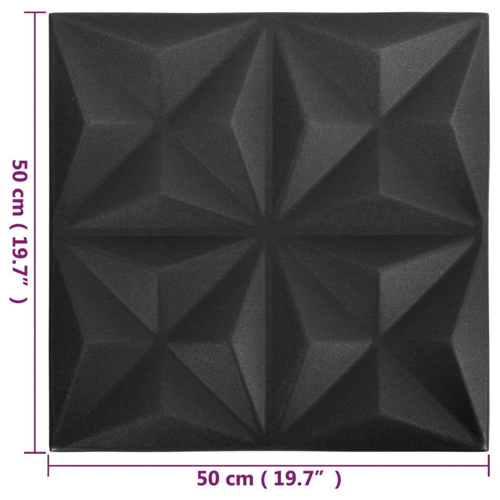 vidaXL 3D Wall Panels 24 pcs 50x50 cm Origami Black 6 m²