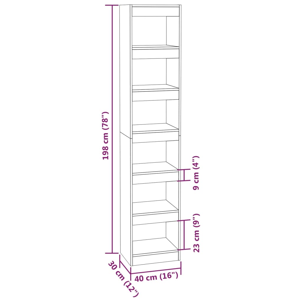 vidaXL Book Cabinet/Room Divider Concrete Grey 40x30x198 cm