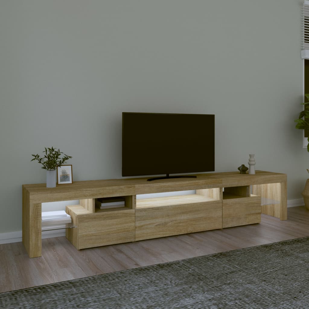vidaXL TV Cabinet with LED Lights Sonoma Oak 215x36.5x40 cm