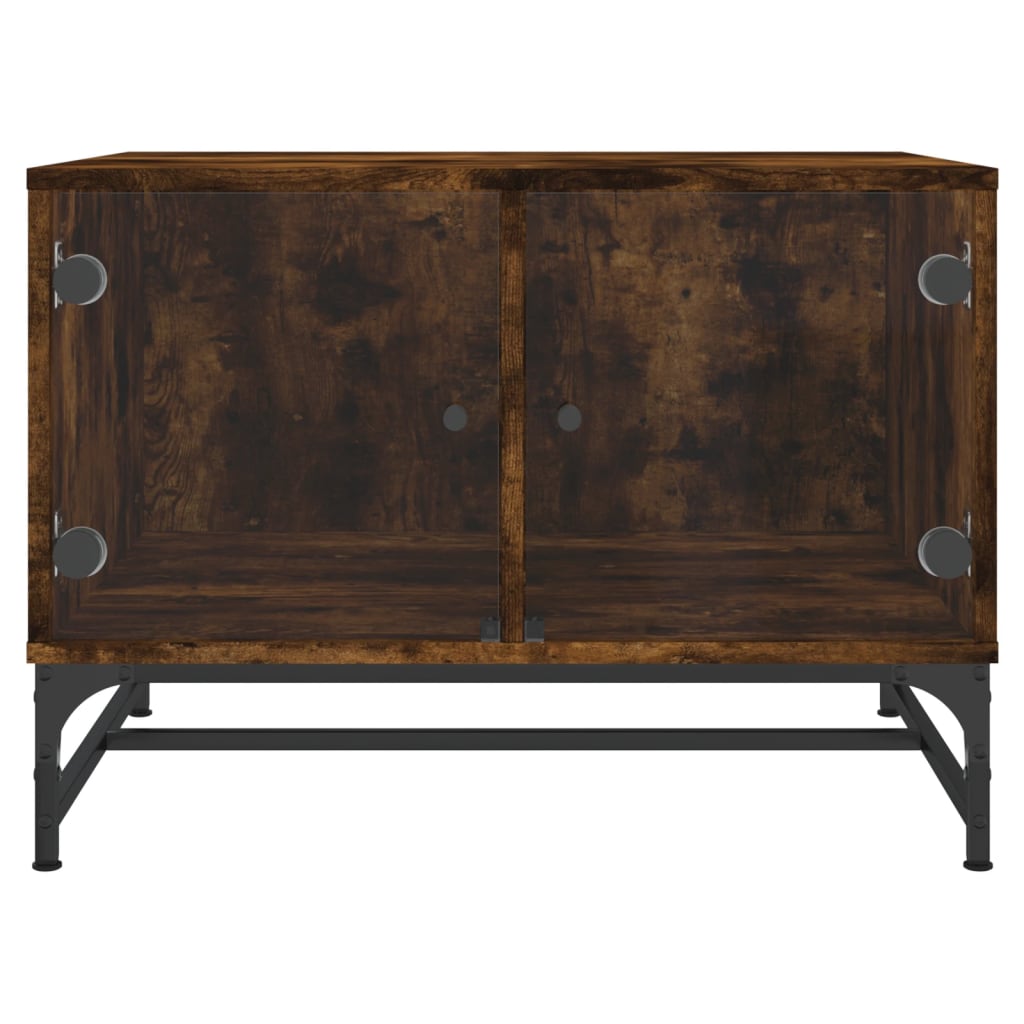 vidaXL Coffee Table with Glass Doors Smoked Oak 68.5x50x50 cm