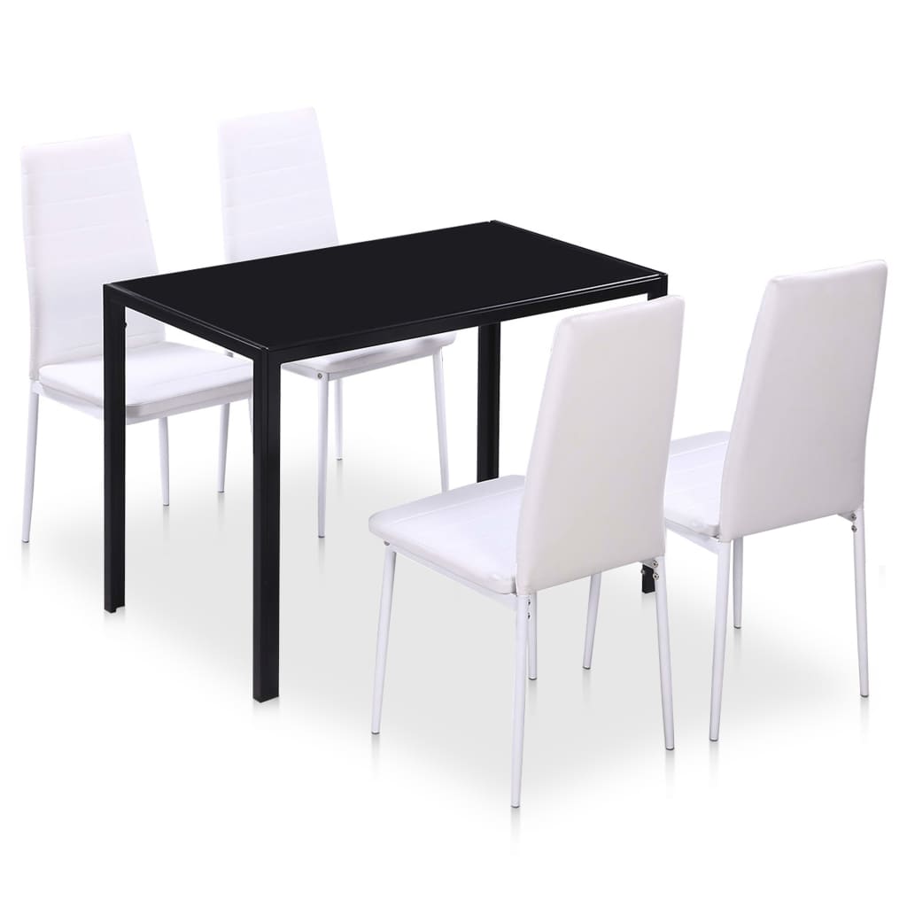 vidaXL 5 Piece Dining Table Set Black and White