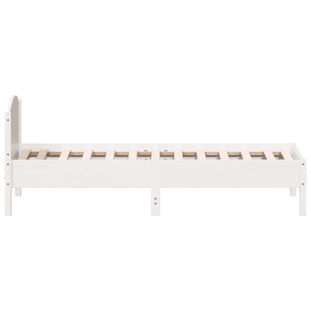 vidaXL Bed Frame with Headboard White 90x190 cm Single Solid Wood Pine
