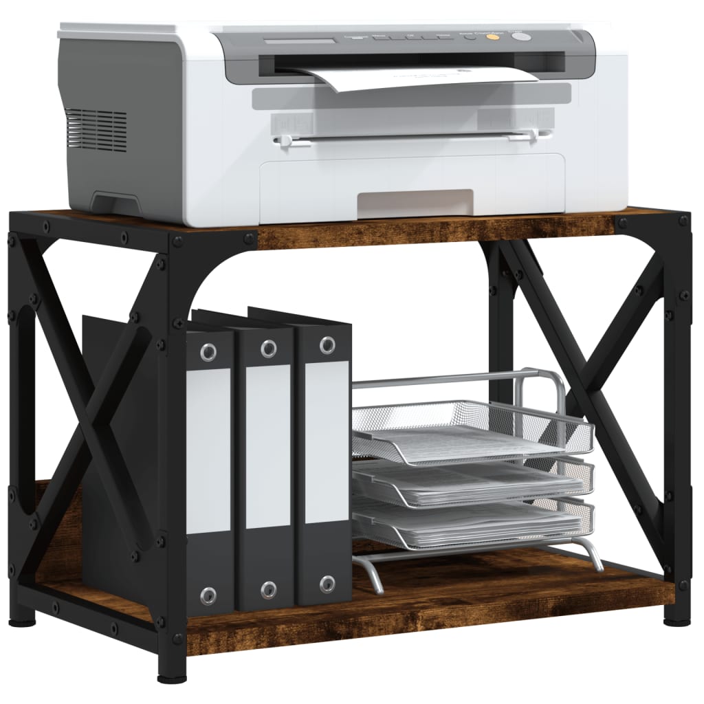 vidaXL Printer Stand 2-Tier Smoked Oak 44x26x31.5 cm Engineered Wood