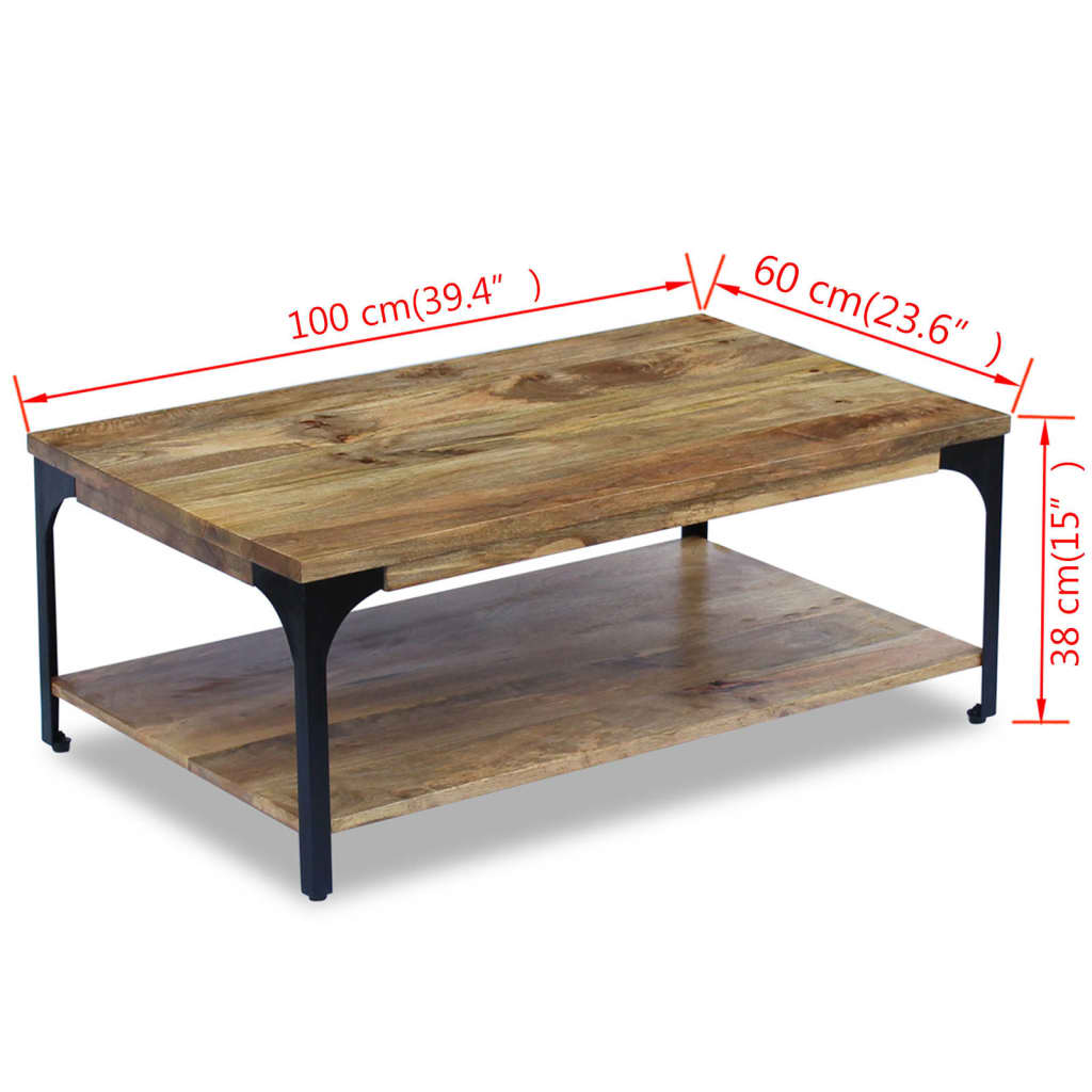 vidaXL Coffee Table Mango Wood 100x60x38 cm