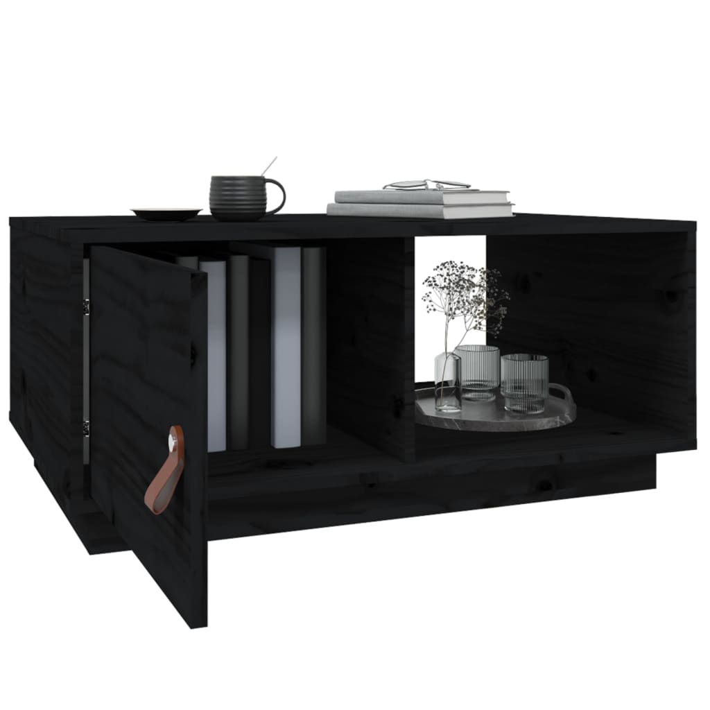 vidaXL Coffee Table Black 80x50x35.5 cm Solid Wood Pine