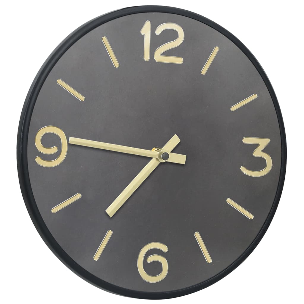 vidaXL Wall Clock Anthracite and Gold 31.5 cm Iron and MDF