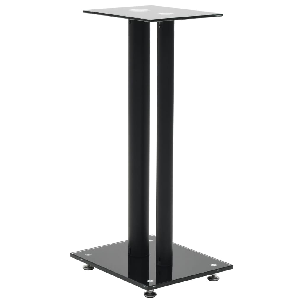 vidaXL Speaker Stands 2 pcs Tempered Glass 2 Pillars Design Black