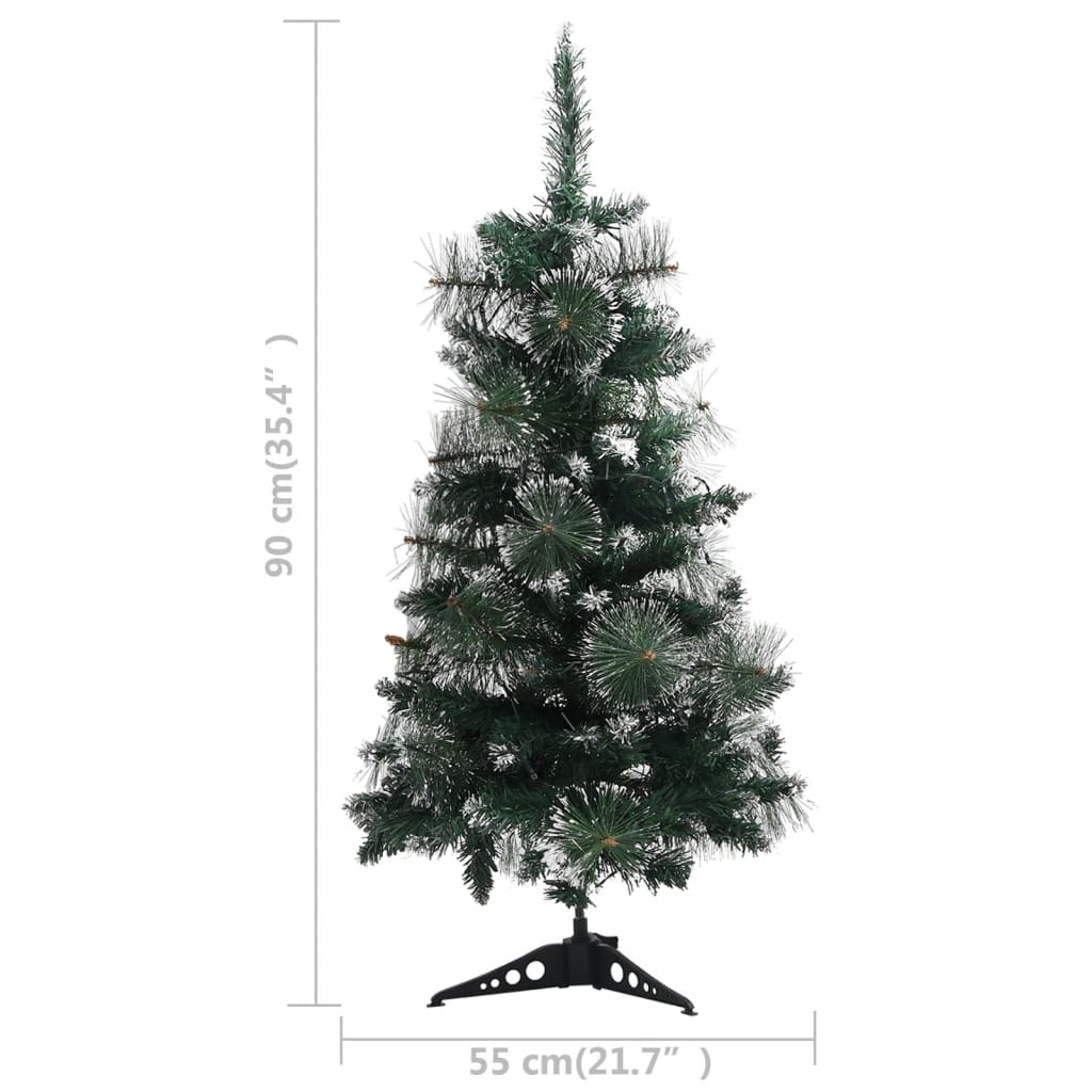 vidaXL Artificial Pre-lit Christmas Tree with Stands Green 90 cm PVC