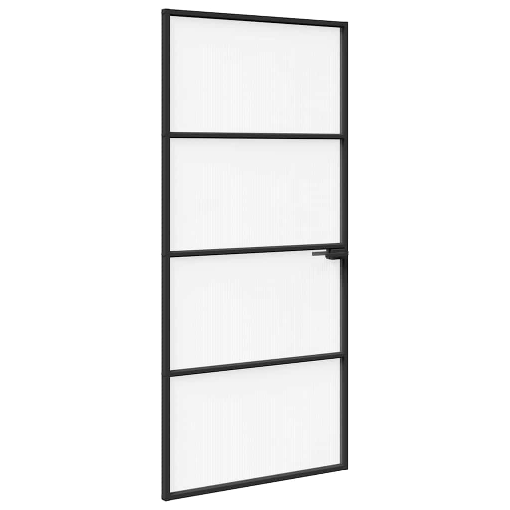 vidaXL Interior Door Black 76x201,5 cm Tempered Glass & Aluminium Slim ...