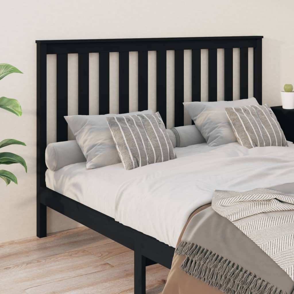 vidaXL Bed Headboard Black 156x6x101 cm Solid Wood Pine