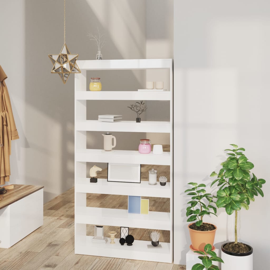 vidaXL Book Cabinet/Room Divider High Gloss White 100x30x198 cm Engineered wood
