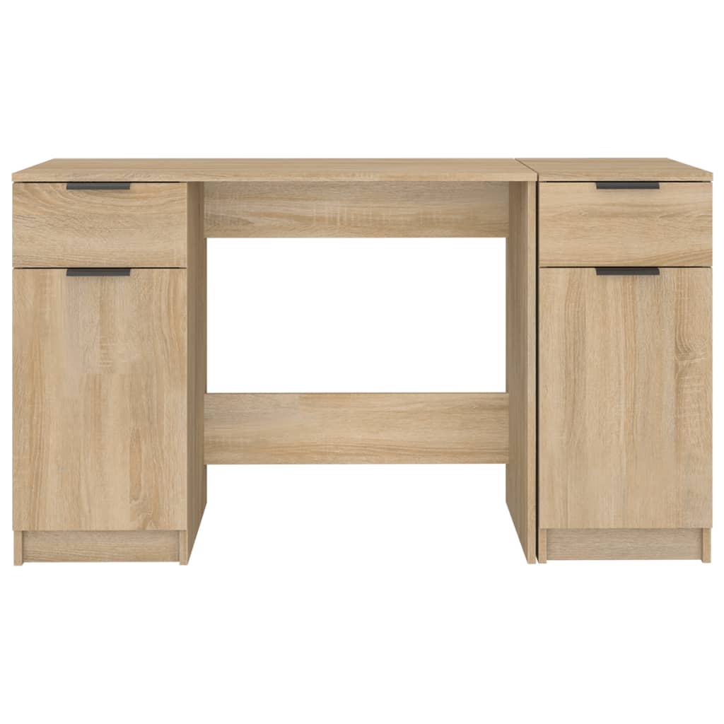 vidaXL Desk with Side Cabinet Sonoma Oak Engineered Wood