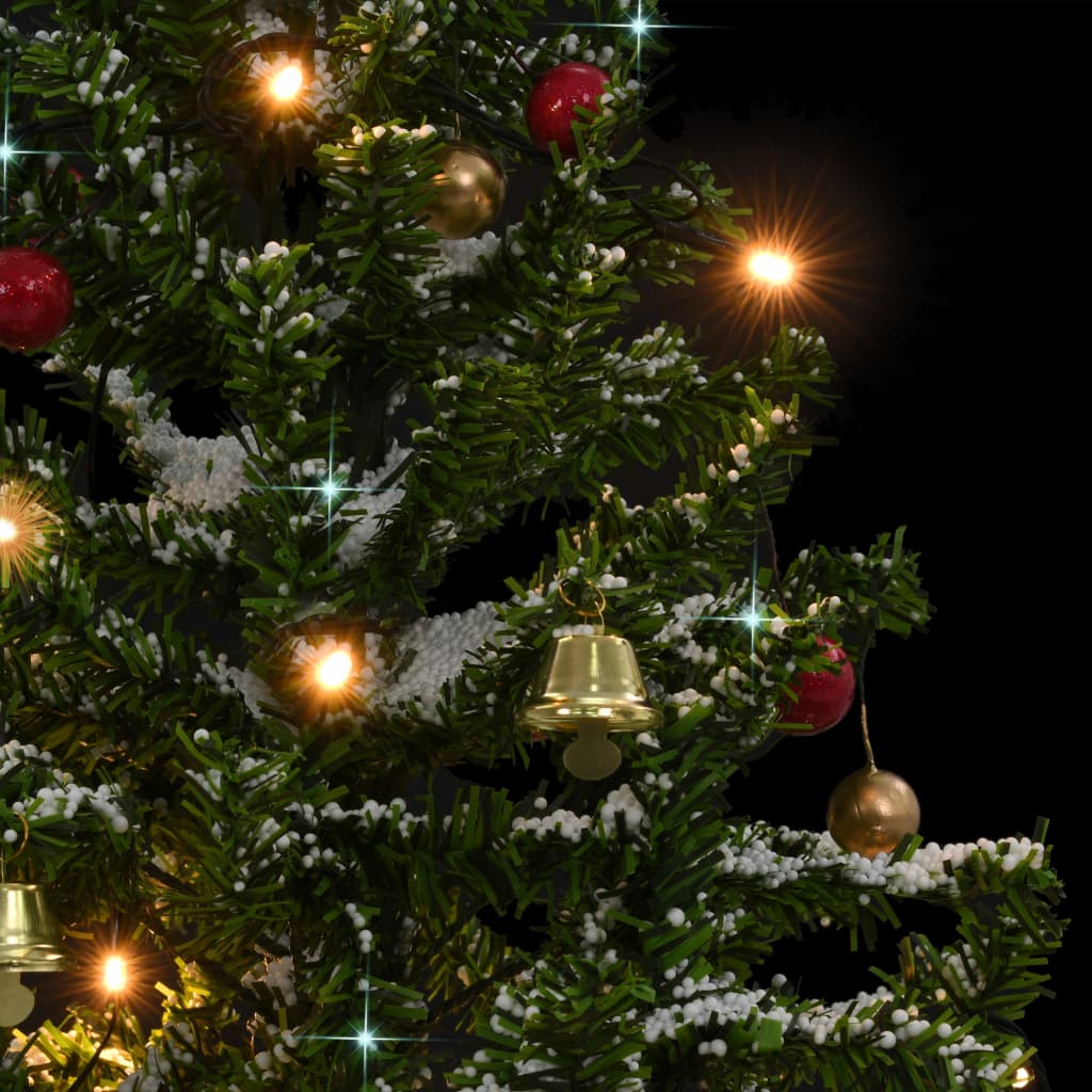 vidaXL Snowing Christmas Tree with Umbrella Base Green 75 cm