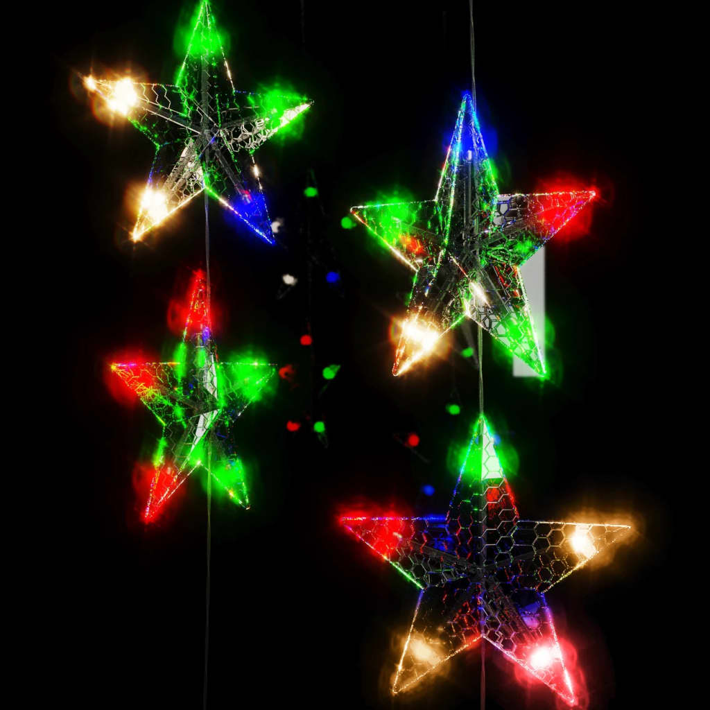 vidaXL LED Star Curtain Fairy Lights 500 LED Colourful 8 Function