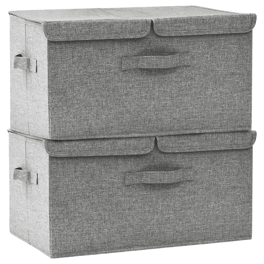 vidaXL Storage Boxes 2 pcs Fabric 50x30x25 cm Grey
