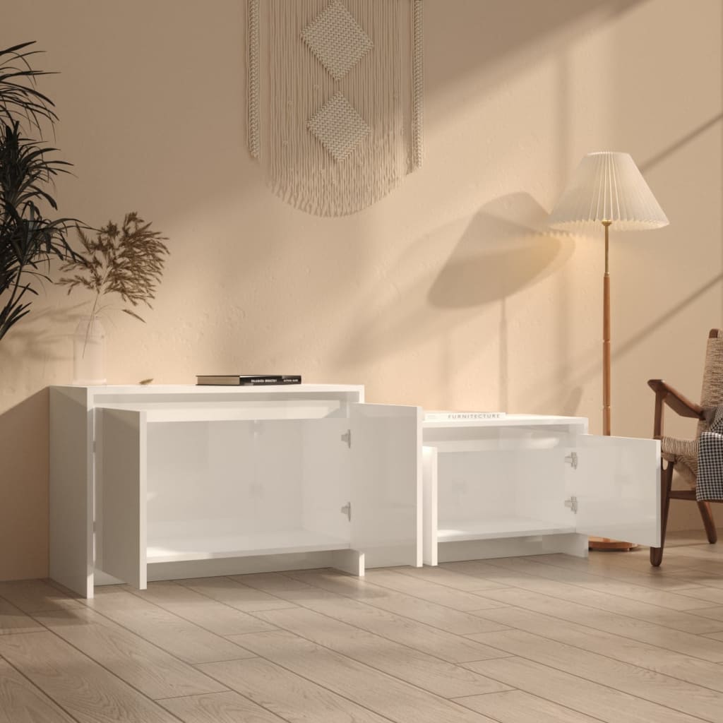 vidaXL TV Cabinet High Gloss White 146.5x35x50 cm Engineered Wood
