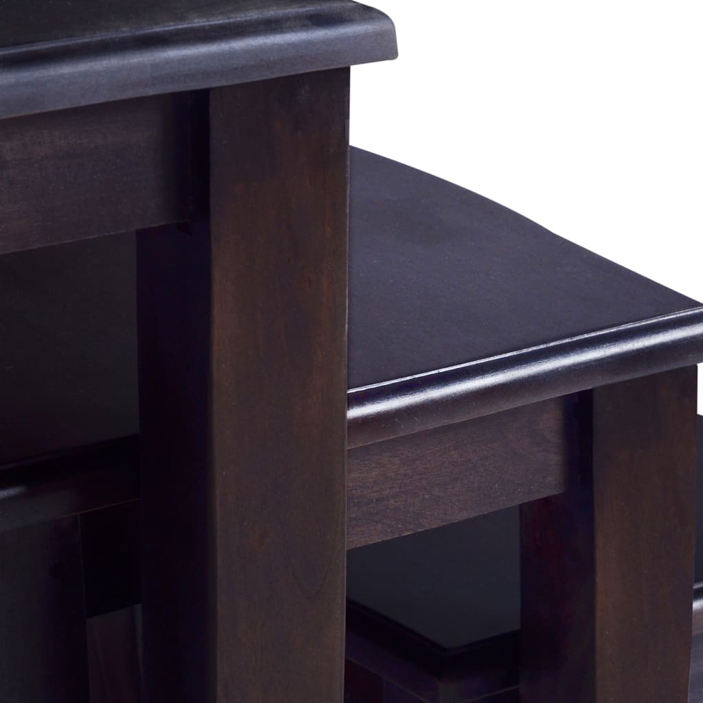 vidaXL Nesting Side Tables 3 pcs Light Black Solid Wood Mahogany