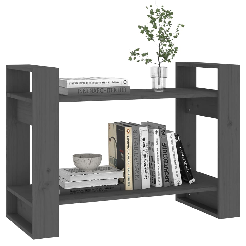 vidaXL Book Cabinet/Room Divider Grey 80x35x56.5 cm Solid Wood Pine
