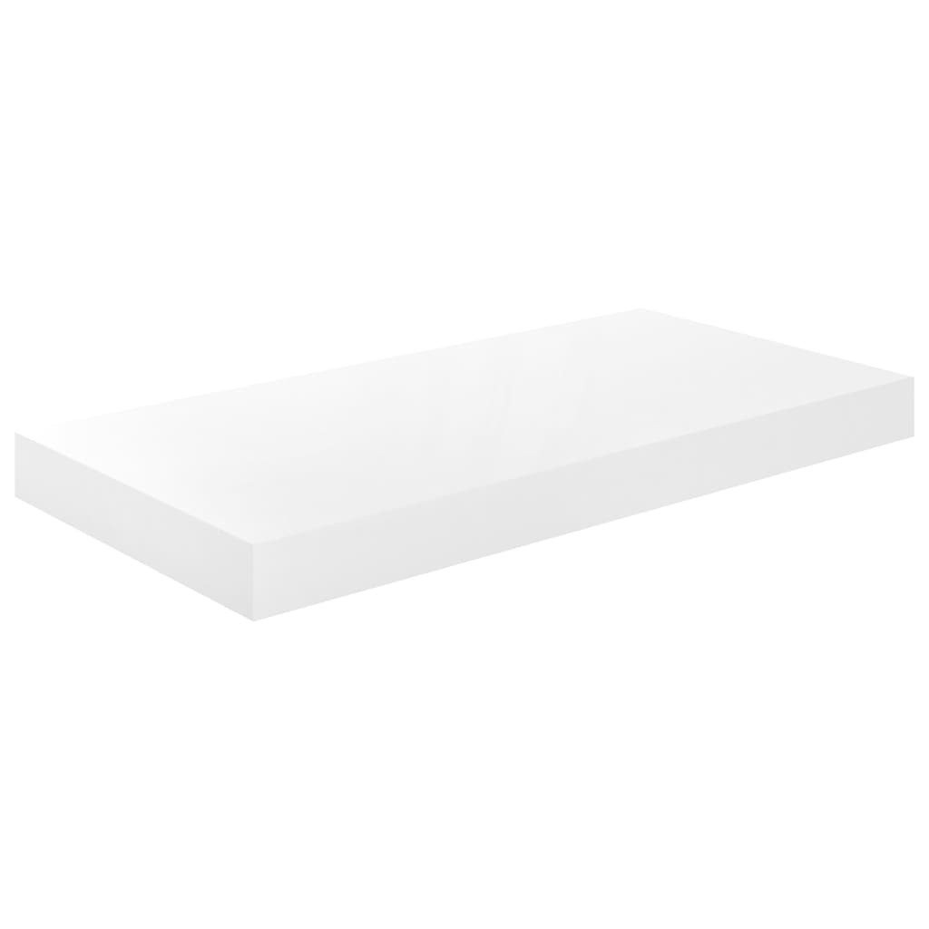 vidaXL Floating Wall Shelves 2 pcs High Gloss White 50x23x3.8 cm MDF