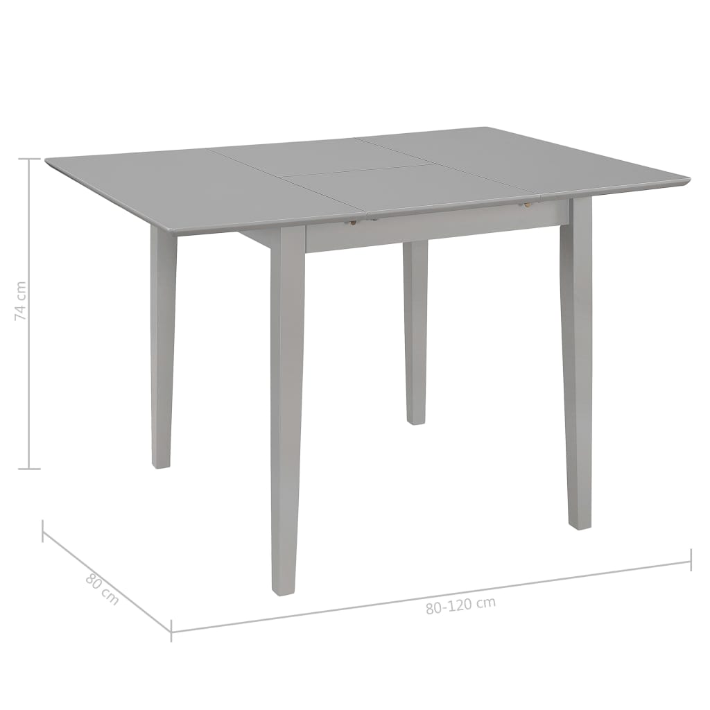vidaXL Extendable Dining Table Grey (80-120)x80x74 cm MDF
