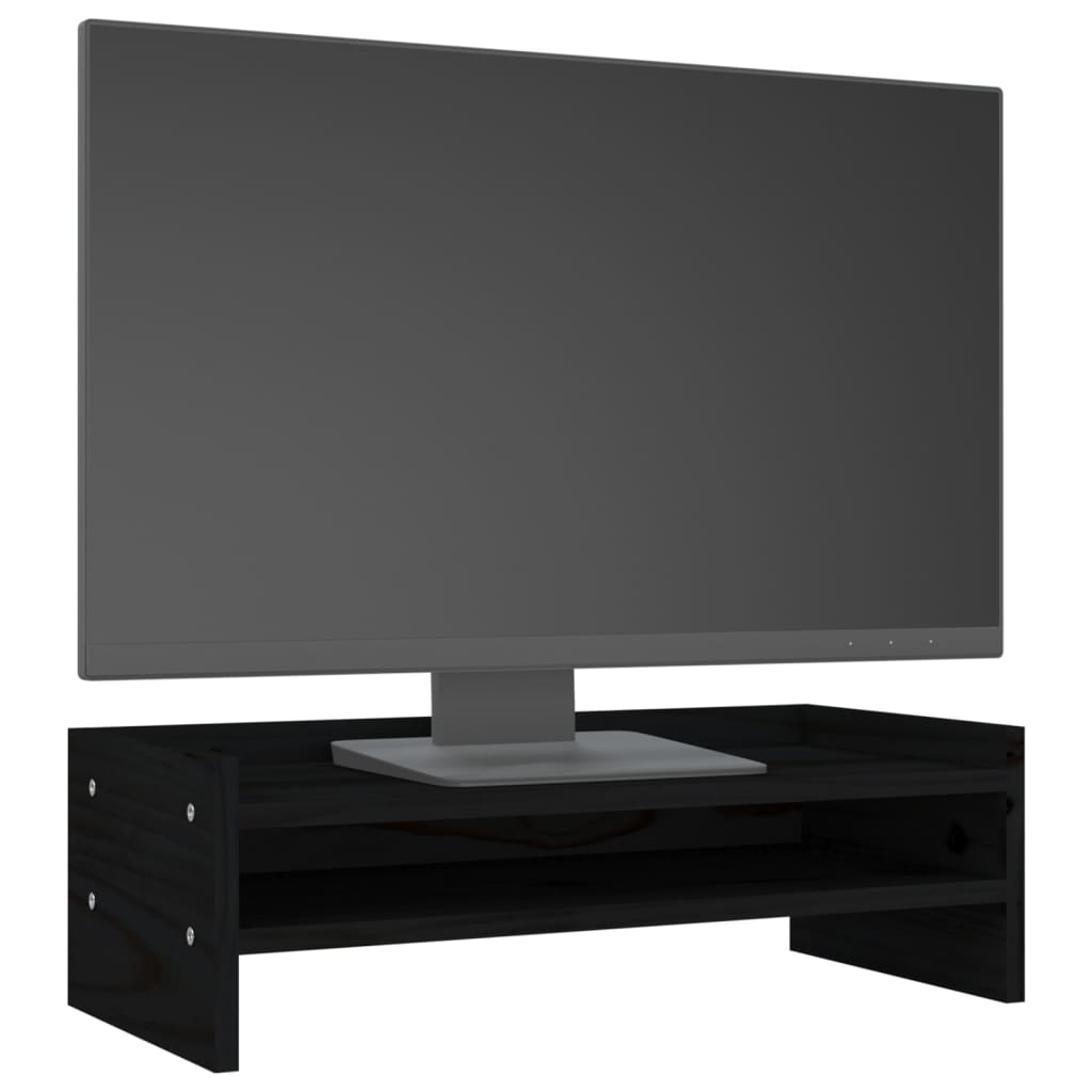 vidaXL Monitor Stand Black 50x24x16 cm Solid Wood Pine