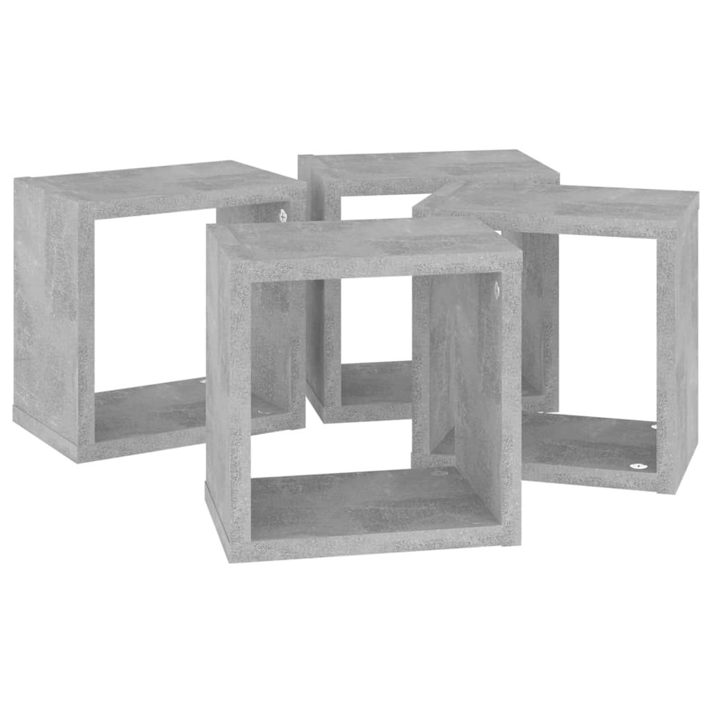 vidaXL Wall Cube Shelves 4 pcs Concrete Grey 22x15x22 cm