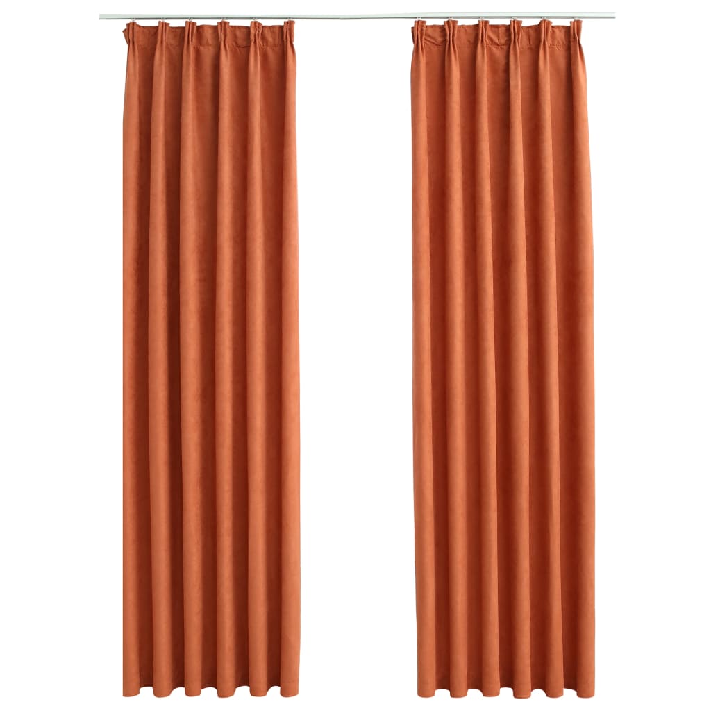 vidaXL Blackout Curtains with Hooks 2 pcs Rust 140x225 cm