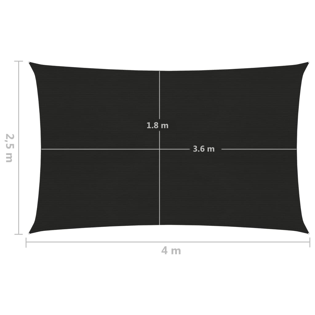 vidaXL Sunshade Sail 160 g/m² Black 2.5x4 m HDPE