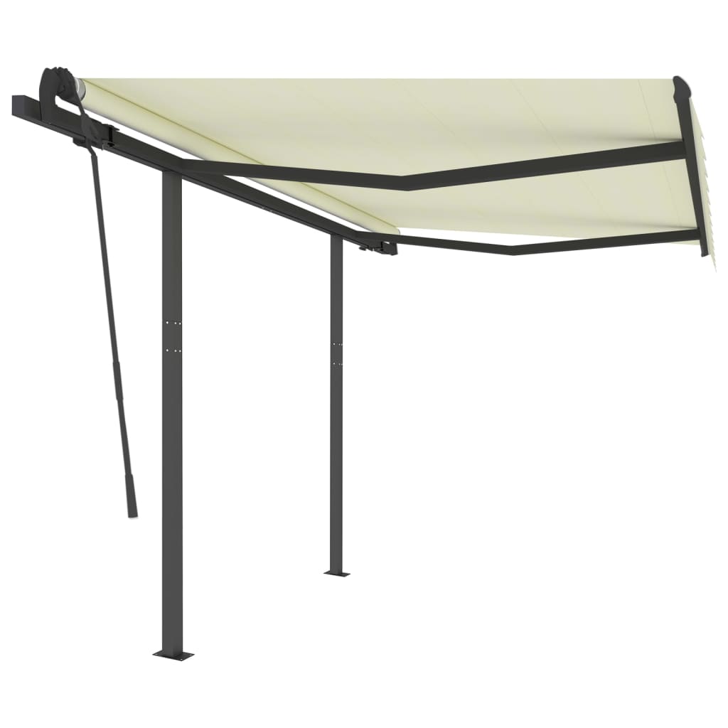 vidaXL Automatic Retractable Awning with Posts 3x2.5 m Cream