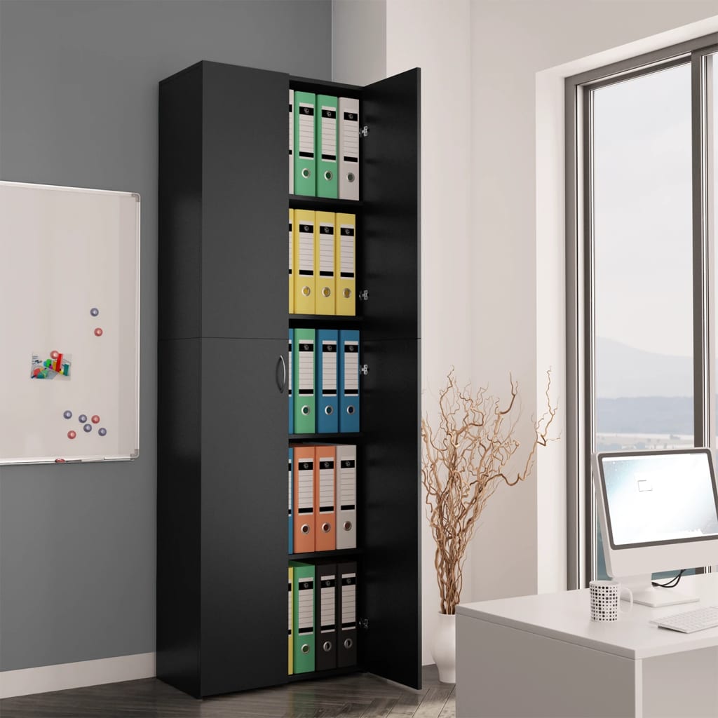 vidaXL Office Cabinet Black 60x32x190 cm Engineered Wood