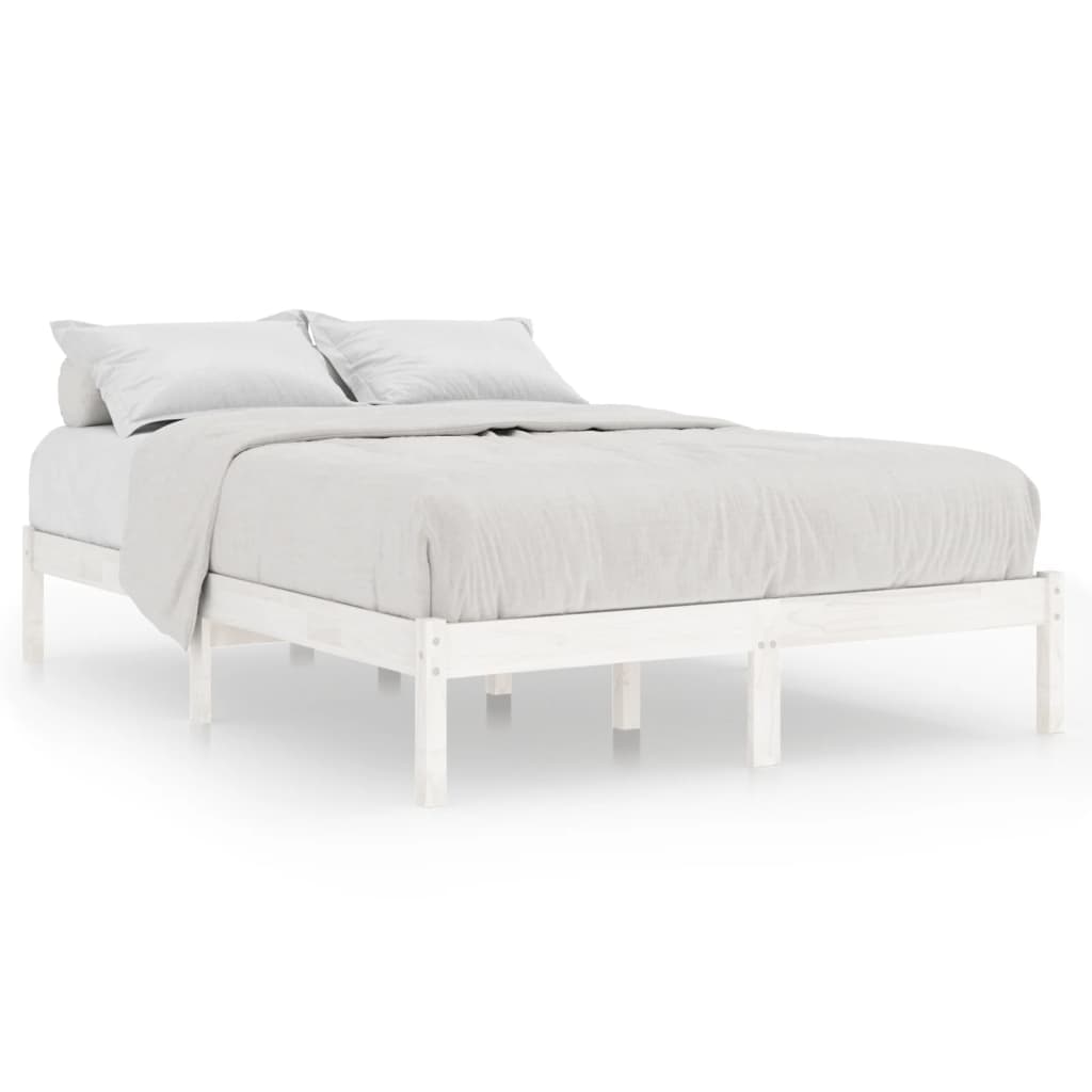 vidaXL Bed Frame White Solid Pinewood 120x190 cm UK Small Double