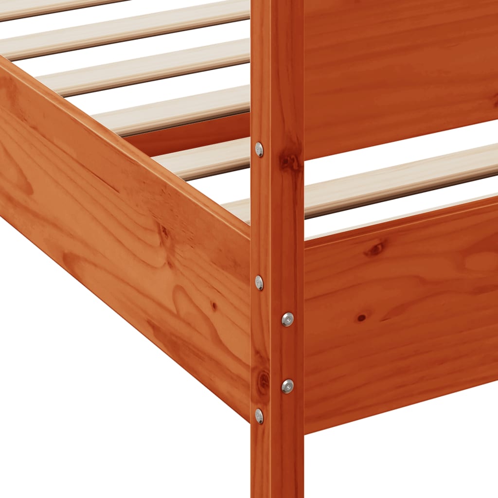 vidaXL Bed Frame with Headboard Wax Brown 200x200 cm Solid Wood Pine